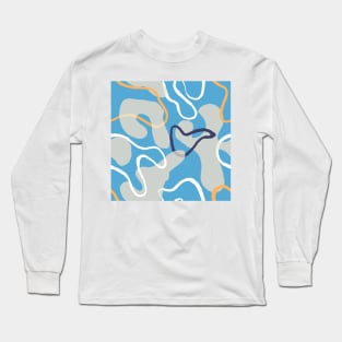 Retro Swirl Memphis Camouflage Style Design Long Sleeve T-Shirt